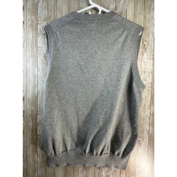 Brooks Brothers Sweater Vest L Gray V Neck Supima Cotton Knit Button Up Rib Trim - Picture 2 of 8